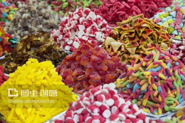 果凍色糖果作為產品的分類Assortment of jellied colored sweets as a product